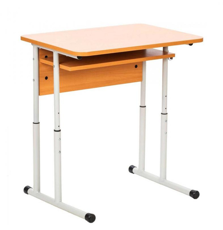 Стіл учнівський 1-місний з полицею, ростові групи № 4-6, АНШАР ГРУП (0163), 700х500х640-760 мм, каркас – кругла труба, стільниця з заокругленими кутами